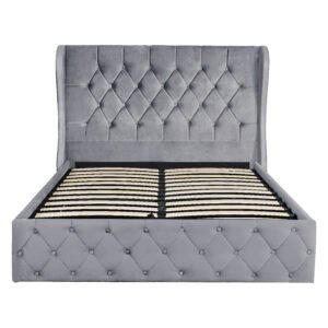 Lorena Velvet Storage Double/King Bed Grey