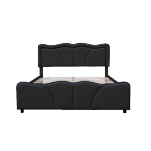 Serene Leather PU Double/King Bed Black